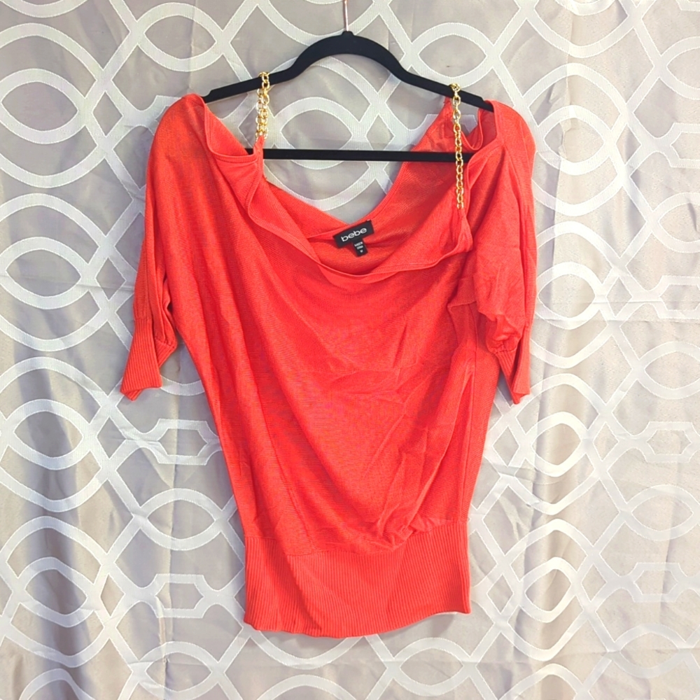 Bebe Orange shoulder blouse
